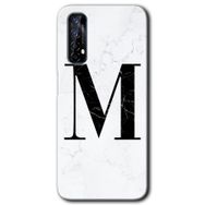 Realme 7 Beyaz Mermer Desenli M Harfi Baskılı Uyumlu Silikon Kılıf