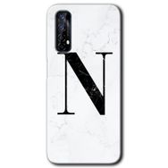 Realme 7 Beyaz Mermer Desenli N Harfi Baskılı Uyumlu Silikon Kılıf