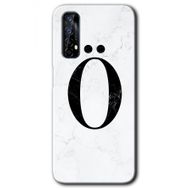 Realme 7 Beyaz Mermer Desenli O Harfi Baskılı Uyumlu Silikon Kılıf