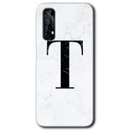 Realme 7 Beyaz Mermer Desenli T Harfi Baskılı Uyumlu Silikon Kılıf