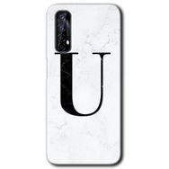 Realme 7 Beyaz Mermer Desenli U Harfi Baskılı Uyumlu Silikon Kılıf