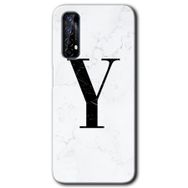 Realme 7 Beyaz Mermer Desenli Y Harfi Baskılı Uyumlu Silikon Kılıf