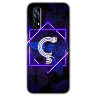 Realme 7 Dark Neon Yaprak C Harfi Baskılı Uyumlu Silikon Kılıf