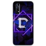 Realme 7 Dark Neon Yaprak D Harfi Baskılı Uyumlu Silikon Kılıf