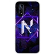 Realme 7 Dark Neon Yaprak N Harfi Baskılı Uyumlu Silikon Kılıf