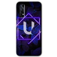 Realme 7 Dark Neon Yaprak U Harfi Baskılı Uyumlu Silikon Kılıf