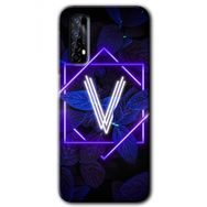 Realme 7 Dark Neon Yaprak V Harfi Baskılı Uyumlu Silikon Kılıf