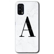 Realme 7 Pro Beyaz Mermer Desenli A Harfi Baskılı Uyumlu Silikon Kılıf
