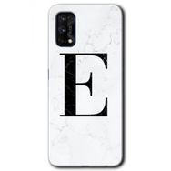 Realme 7 Pro Beyaz Mermer Desenli E Harfi Baskılı Uyumlu Silikon Kılıf