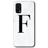 Realme 7 Pro Beyaz Mermer Desenli F Harfi Baskılı Uyumlu Silikon Kılıf
