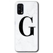 Realme 7 Pro Beyaz Mermer Desenli G Harfi Baskılı Uyumlu Silikon Kılıf