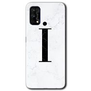 Realme 7 Pro Beyaz Mermer Desenli I Harfi Baskılı Uyumlu Silikon Kılıf