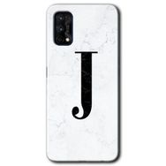 Realme 7 Pro Beyaz Mermer Desenli J Harfi Baskılı Uyumlu Silikon Kılıf