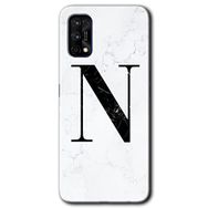 Realme 7 Pro Beyaz Mermer Desenli N Harfi Baskılı Uyumlu Silikon Kılıf