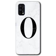 Realme 7 Pro Beyaz Mermer Desenli O Harfi Baskılı Uyumlu Silikon Kılıf