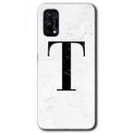 Realme 7 Pro Beyaz Mermer Desenli T Harfi Baskılı Uyumlu Silikon Kılıf