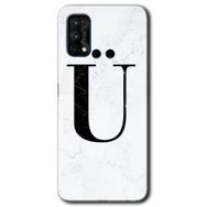 Realme 7 Pro Beyaz Mermer Desenli Ü Harfi Baskılı Uyumlu Silikon Kılıf