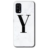 Realme 7 Pro Beyaz Mermer Desenli Y Harfi Baskılı Uyumlu Silikon Kılıf