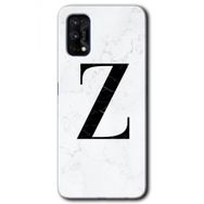 Realme 7 Pro Beyaz Mermer Desenli Z Harfi Baskılı Uyumlu Silikon Kılıf