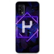 Realme 7 Pro Dark Neon Yaprak H Harfi Baskılı Uyumlu Silikon Kılıf
