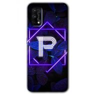 Realme 7 Pro Dark Neon Yaprak P Harfi Baskılı Uyumlu Silikon Kılıf