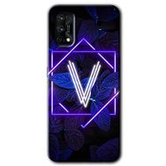 Realme 7 Pro Dark Neon Yaprak V Harfi Baskılı Uyumlu Silikon Kılıf