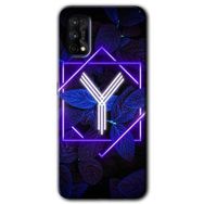 Realme 7 Pro Dark Neon Yaprak Y Harfi Baskılı Uyumlu Silikon Kılıf