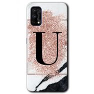 Realme 7 Pro Pembe Mermer Desenli U Harfi Baskılı Uyumlu Silikon Kılıf