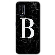 Realme 7 Pro Siyah Mermer Desenli B Harfi Baskılı Uyumlu Silikon Kılıf