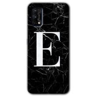 Realme 7 Pro Siyah Mermer Desenli E Harfi Baskılı Uyumlu Silikon Kılıf