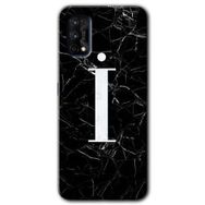 Realme 7 Pro Siyah Mermer Desenli İ Harfi Baskılı Uyumlu Silikon Kılıf