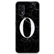 Realme 7 Pro Siyah Mermer Desenli O Harfi Baskılı Uyumlu Silikon Kılıf