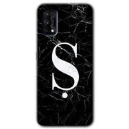 Realme 7 Pro Siyah Mermer Desenli Ş Harfi Baskılı Uyumlu Silikon Kılıf