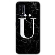 Realme 7 Pro Siyah Mermer Desenli U Harfi Baskılı Uyumlu Silikon Kılıf