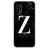 Realme 7 Pro Siyah Mermer Desenli Z Harfi Baskılı Uyumlu Silikon Kılıf