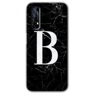 Realme 7 Siyah Mermer Desenli B Harfi Baskılı Uyumlu Silikon Kılıf