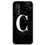 Realme 7 Siyah Mermer Desenli Ç Harfi Baskılı Uyumlu Silikon Kılıf