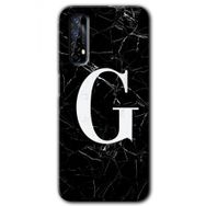Realme 7 Siyah Mermer Desenli G Harfi Baskılı Uyumlu Silikon Kılıf