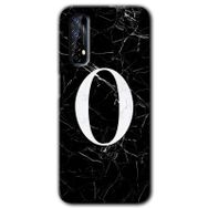 Realme 7 Siyah Mermer Desenli Ö Harfi Baskılı Uyumlu Silikon Kılıf