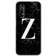 Realme 7 Siyah Mermer Desenli Z Harfi Baskılı Uyumlu Silikon Kılıf