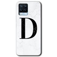 Realme 8 Pro Beyaz Mermer Desenli D Harfi Baskılı Uyumlu Silikon Kılıf