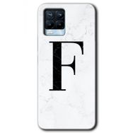 Realme 8 Pro Beyaz Mermer Desenli F Harfi Baskılı Uyumlu Silikon Kılıf