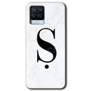 Realme 8 Pro Beyaz Mermer Desenli S Harfi Baskılı Uyumlu Silikon Kılıf