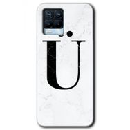 Realme 8 Pro Beyaz Mermer Desenli Ü Harfi Baskılı Uyumlu Silikon Kılıf