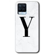 Realme 8 Pro Beyaz Mermer Desenli Y Harfi Baskılı Uyumlu Silikon Kılıf
