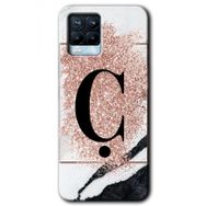 Realme 8 Pro Pembe Mermer Desenli C Harfi Baskılı Uyumlu Silikon Kılıf