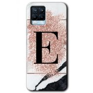 Realme 8 Pro Pembe Mermer Desenli E Harfi Baskılı Uyumlu Silikon Kılıf