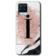 Realme 8 Pro Pembe Mermer Desenli İ Harfi Baskılı Uyumlu Silikon Kılıf