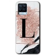 Realme 8 Pro Pembe Mermer Desenli L Harfi Baskılı Uyumlu Silikon Kılıf