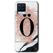 Realme 8 Pro Pembe Mermer Desenli Ö Harfi Baskılı Uyumlu Silikon Kılıf